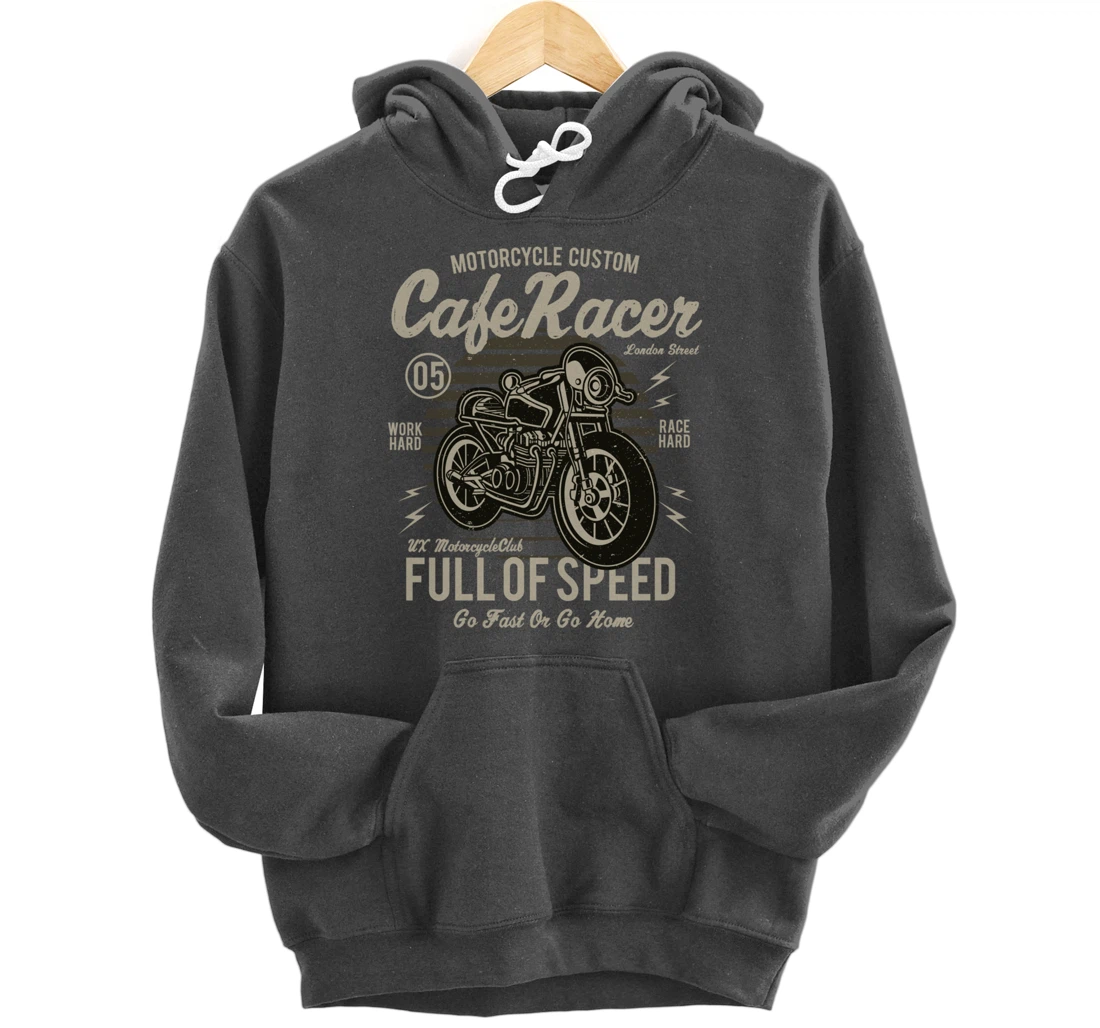 Cafe Racer Motorcycle Custom speed vintage old school design Pullover Hoodie