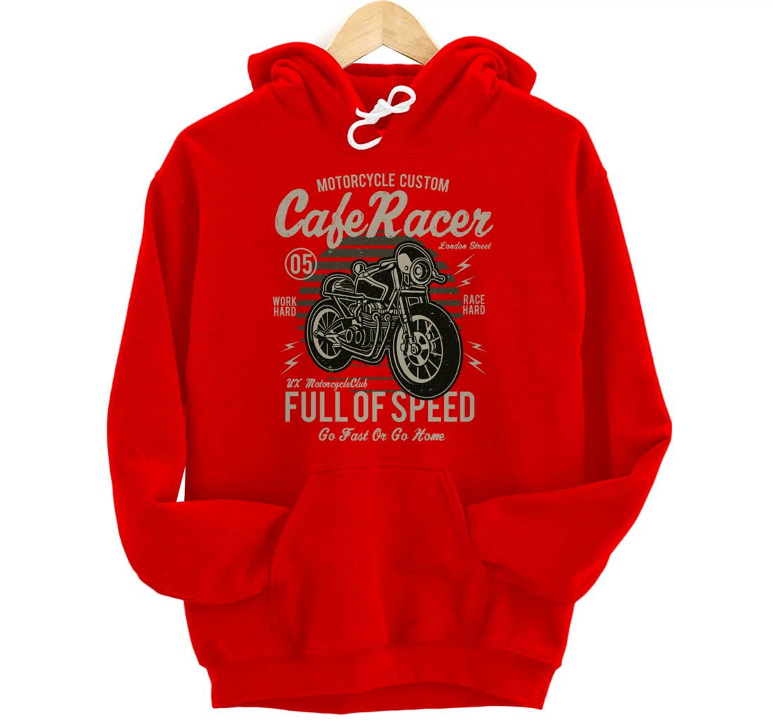 Cafe Racer Motorcycle Custom speed vintage old school design Pullover Hoodie