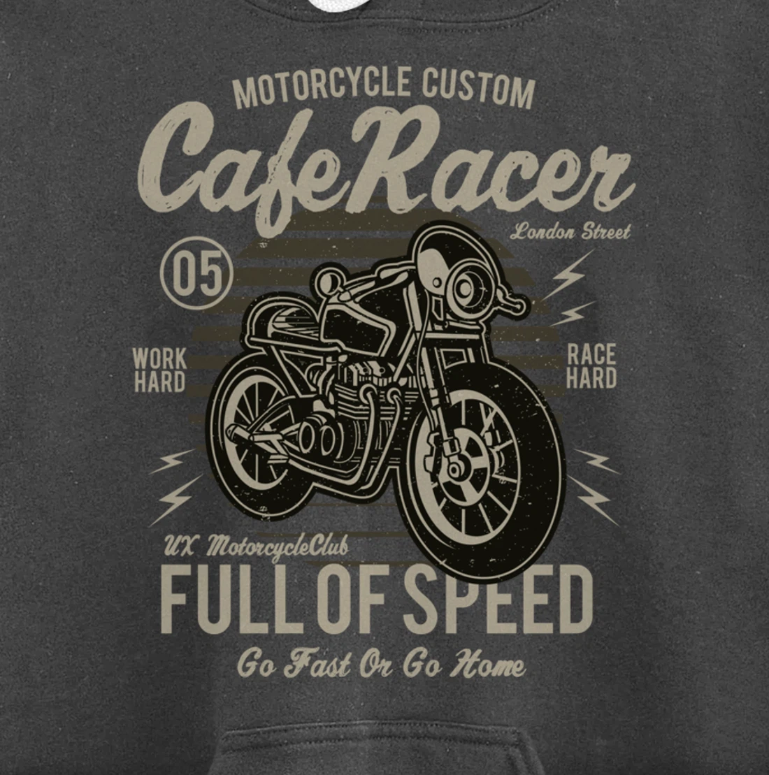Cafe Racer Motorcycle Custom speed vintage old school design Pullover Hoodie