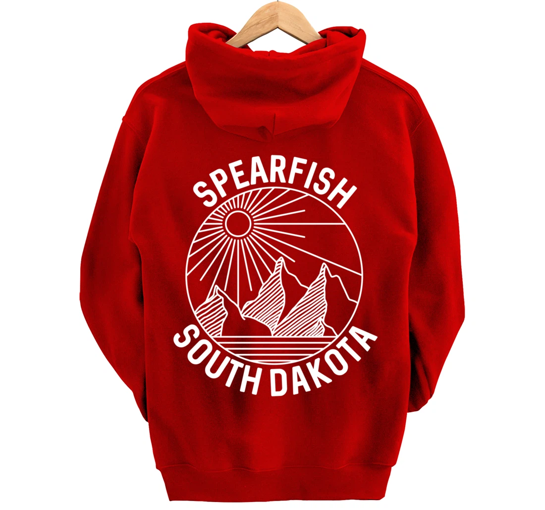 Spearfish South Dakota Nature Mountain Line Art Pullover Hoodie