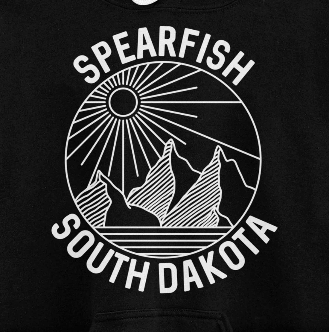 Spearfish South Dakota Nature Mountain Line Art Pullover Hoodie