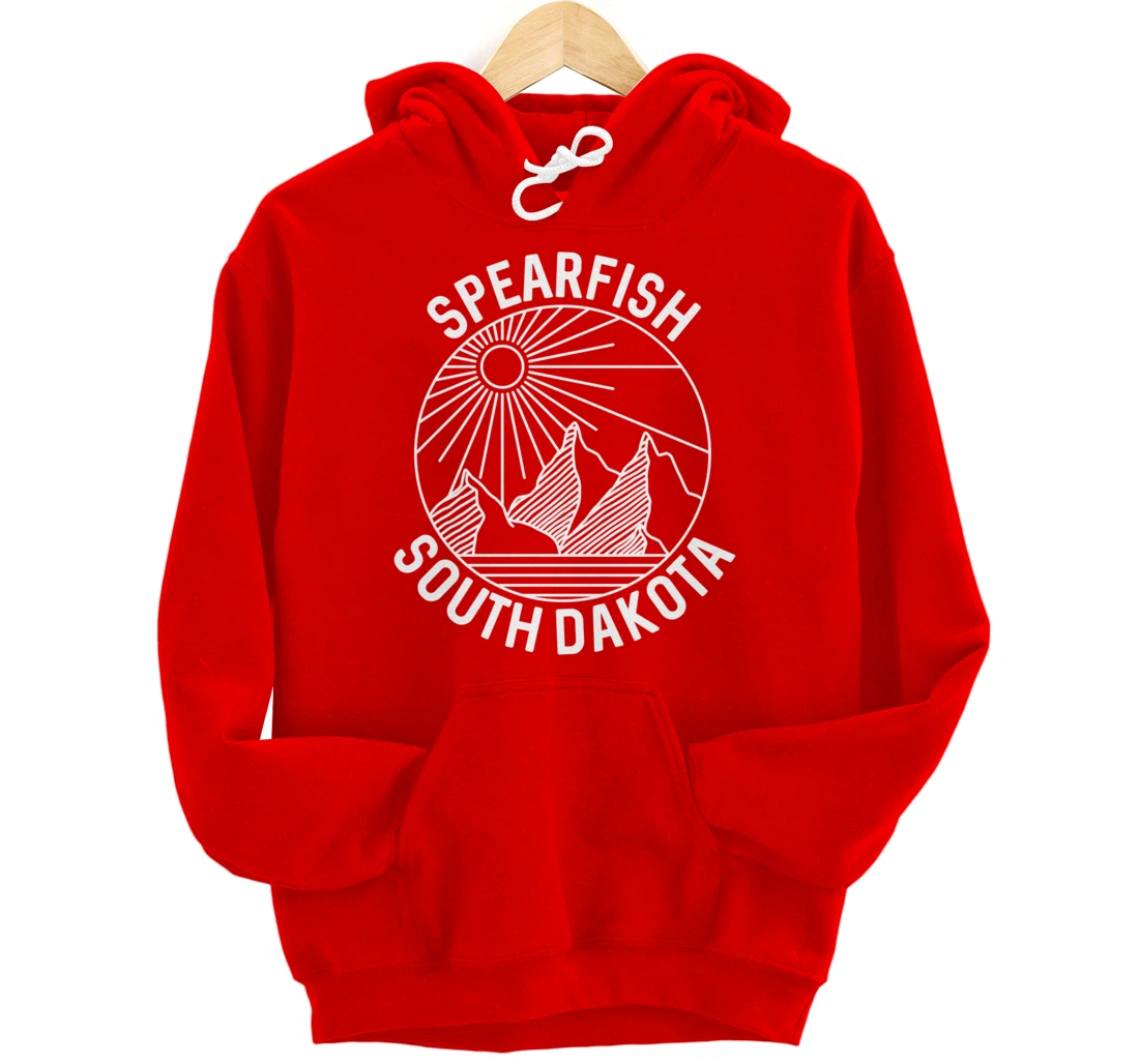 Spearfish South Dakota Nature Mountain Line Art Pullover Hoodie