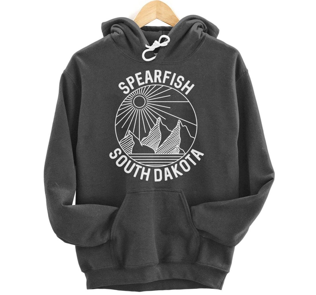 Spearfish South Dakota Nature Mountain Line Art Pullover Hoodie