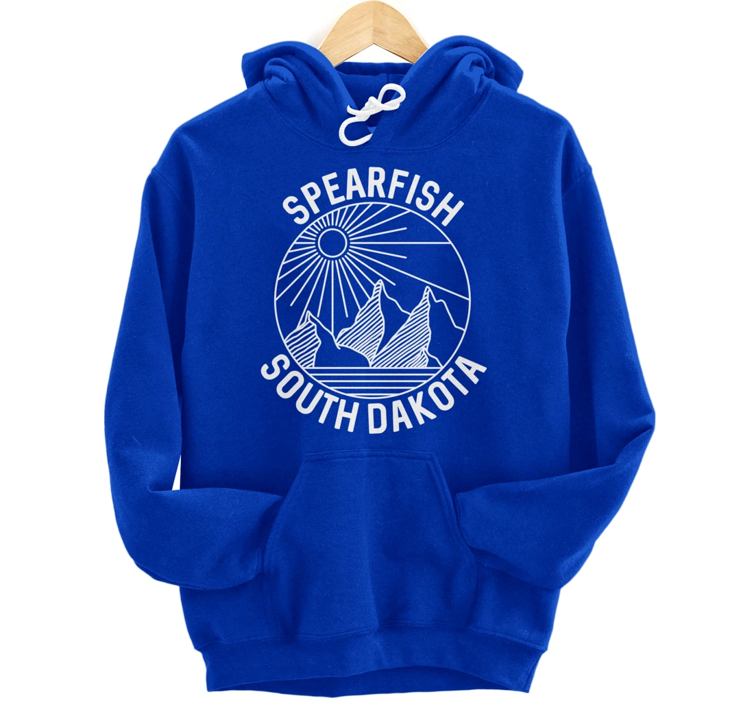 Spearfish South Dakota Nature Mountain Line Art Pullover Hoodie