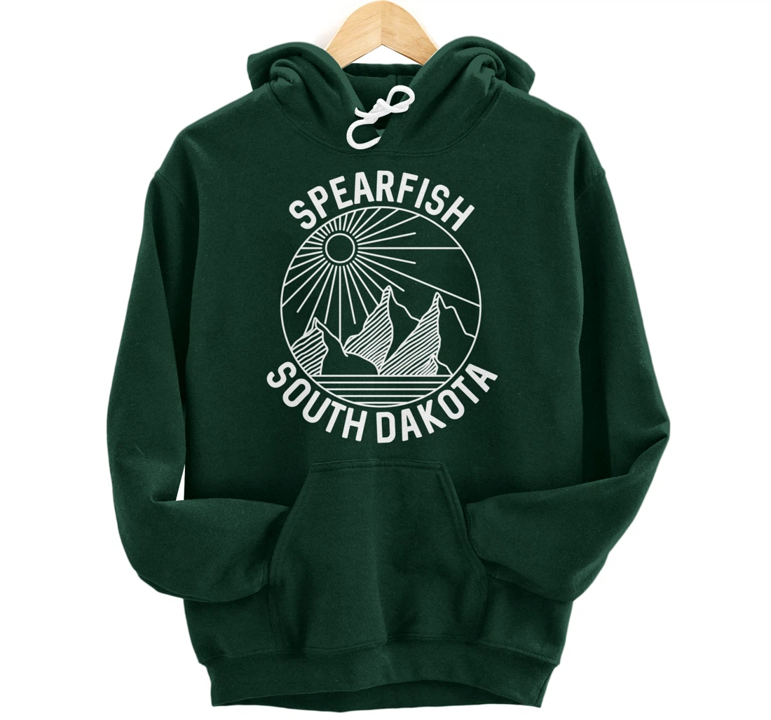Spearfish South Dakota Nature Mountain Line Art Pullover Hoodie