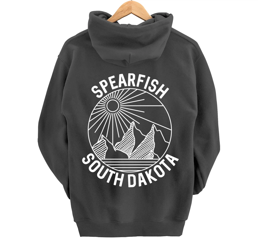 Spearfish South Dakota Nature Mountain Line Art Pullover Hoodie