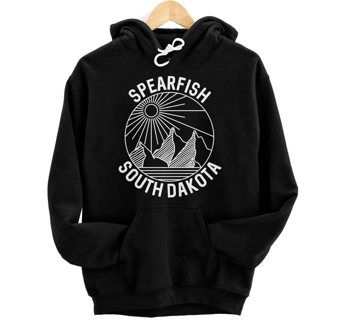 Spearfish South Dakota Nature Mountain Line Art Pullover Hoodie