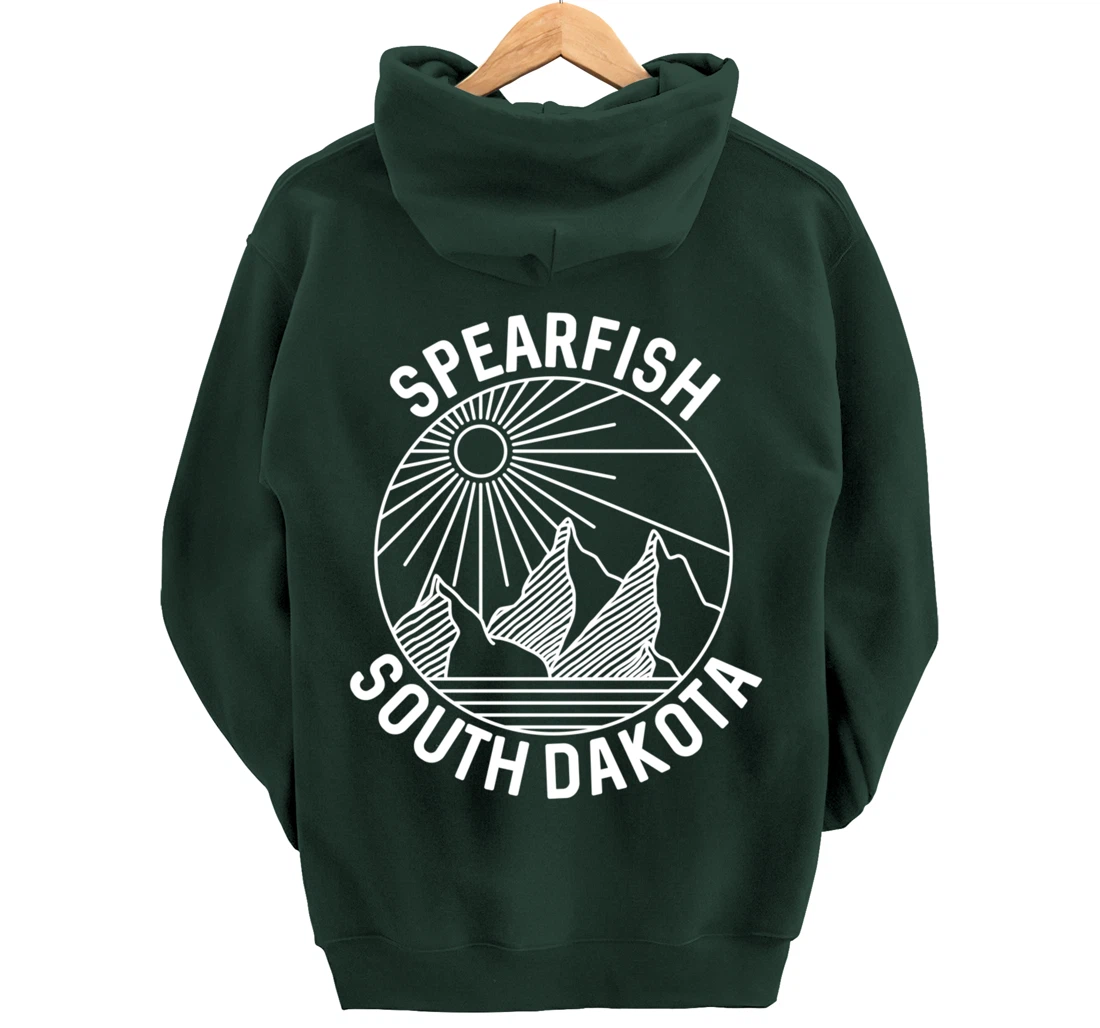 Spearfish South Dakota Nature Mountain Line Art Pullover Hoodie