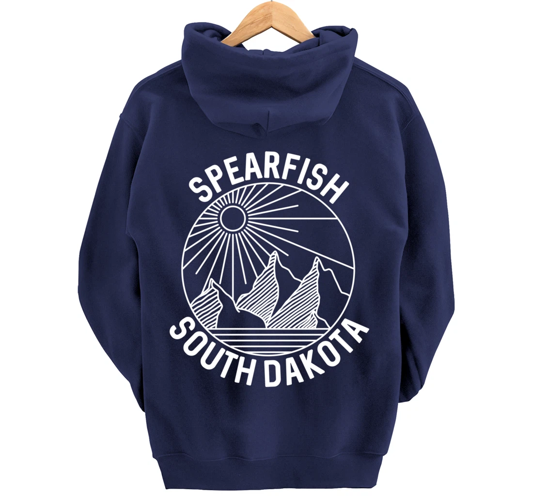 Spearfish South Dakota Nature Mountain Line Art Pullover Hoodie