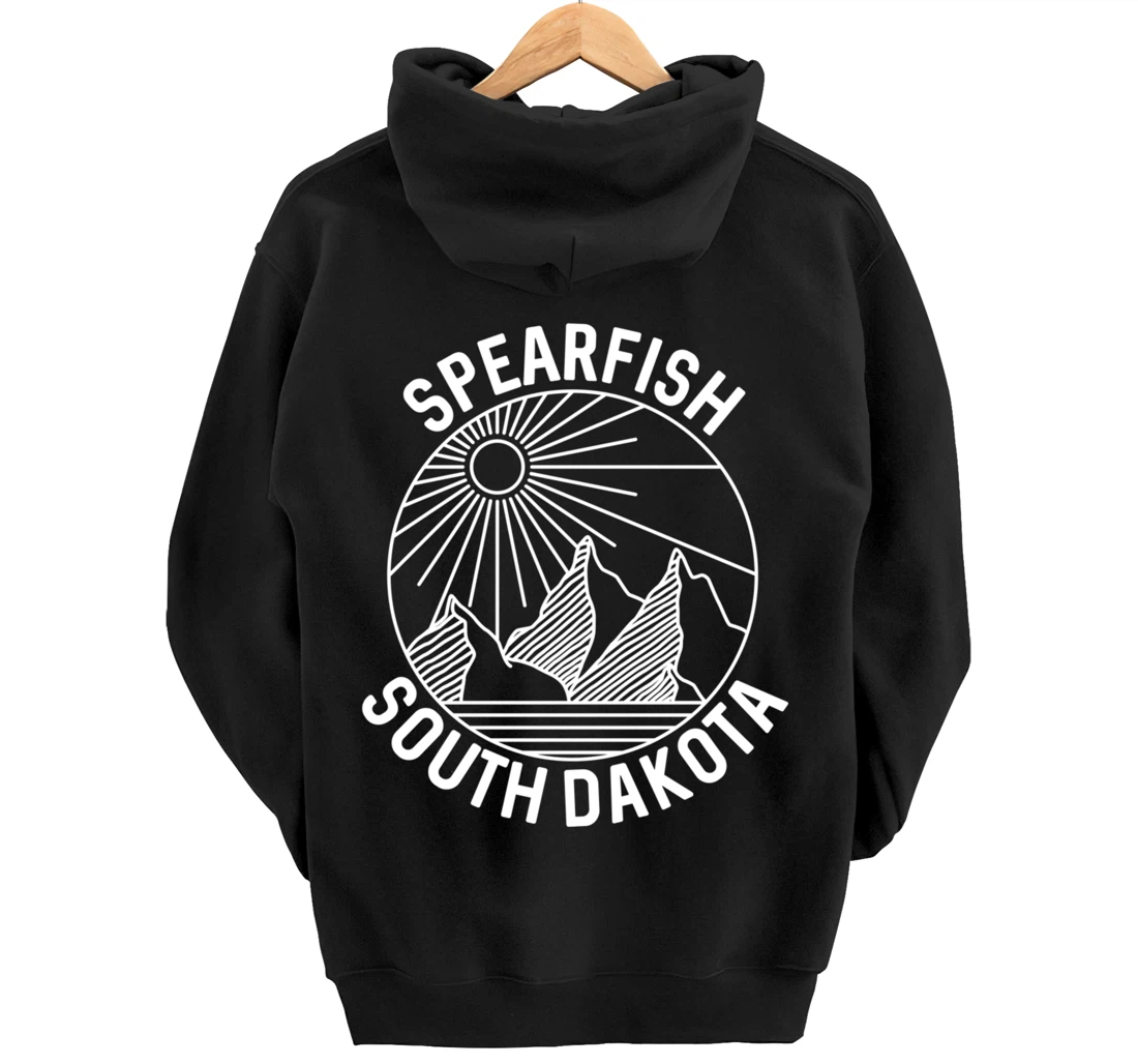 Spearfish South Dakota Nature Mountain Line Art Pullover Hoodie
