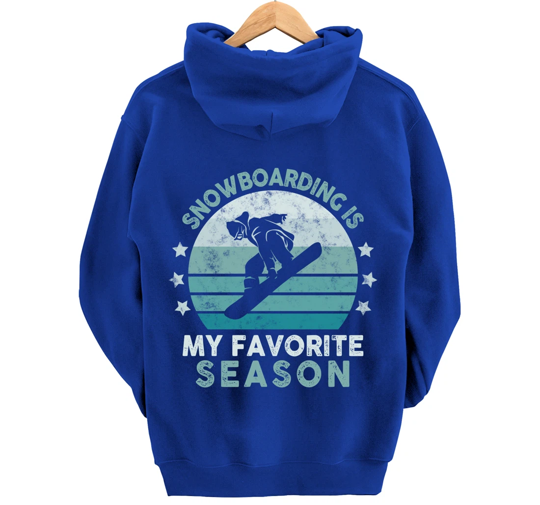 Snowboarding Is My Favorite Season Winter Ice Sports Retro Pullover Hoodie