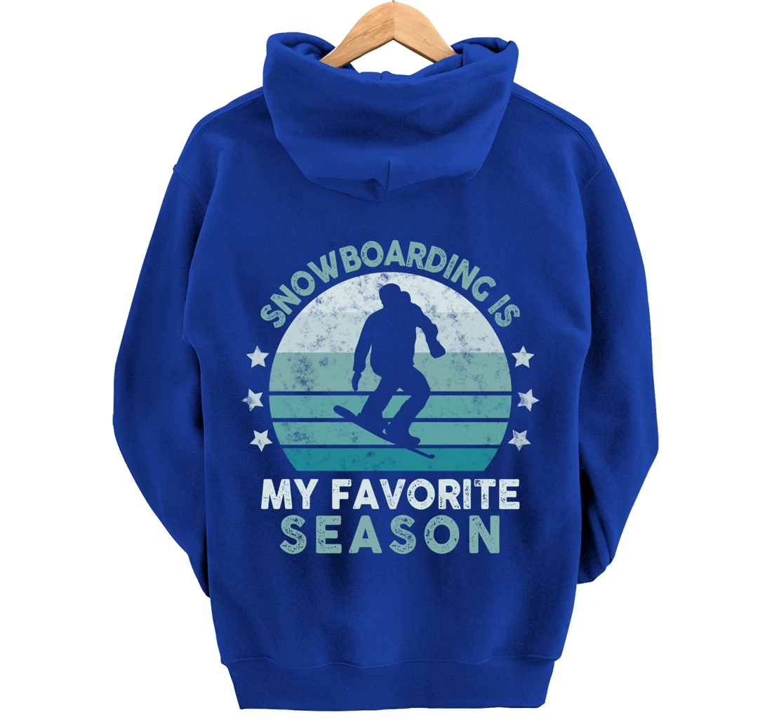 Snowboarding Is My Favorite Season Winter Ice Sports Retro Pullover Hoodie
