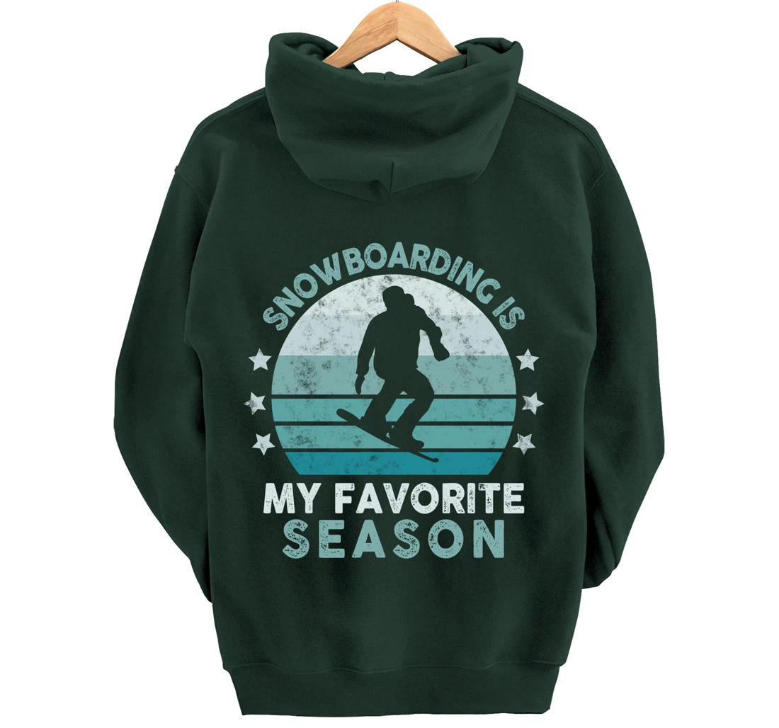 Snowboarding Is My Favorite Season Winter Ice Sports Retro Pullover Hoodie