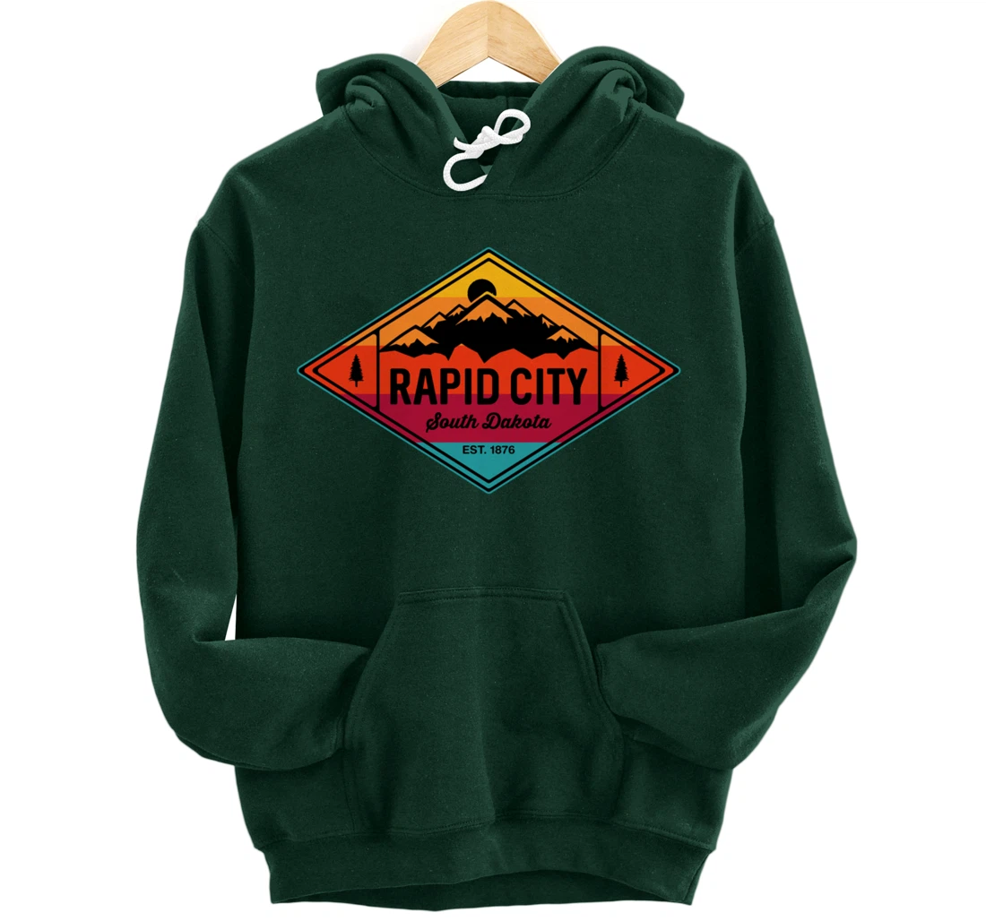 Vintage Rapid City South Dakota Mountain Outdoors Pullover Hoodie