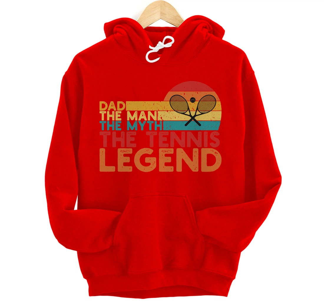 Tennis Player Gifts Retro Sunset Tennis Racquet & Ball Coach Pullover Hoodie