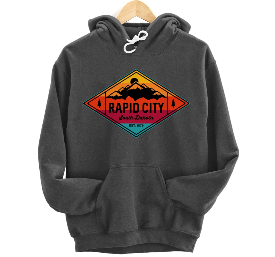Vintage Rapid City South Dakota Mountain Outdoors Pullover Hoodie