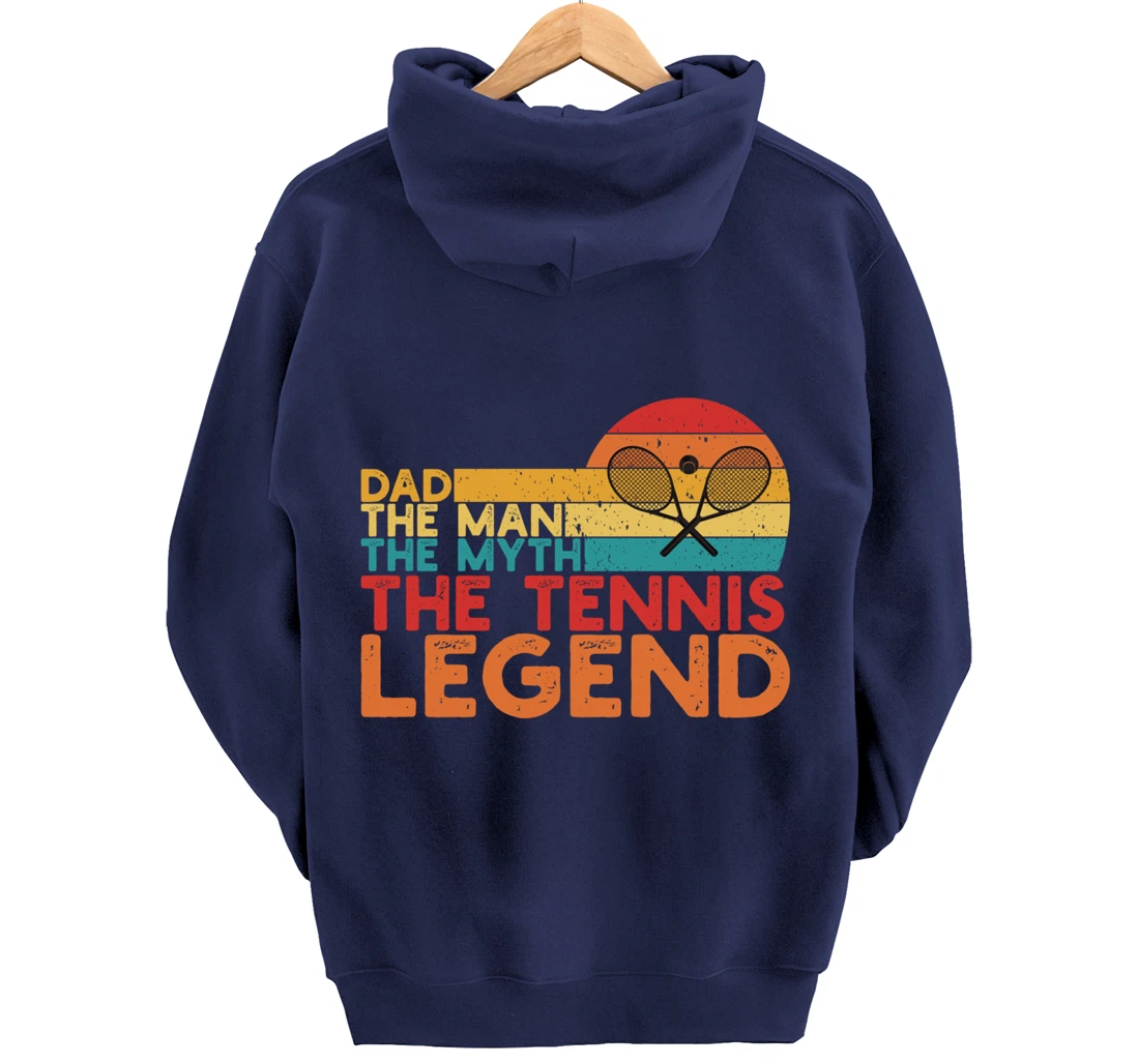 Tennis Player Gifts Retro Sunset Tennis Racquet & Ball Coach Pullover Hoodie