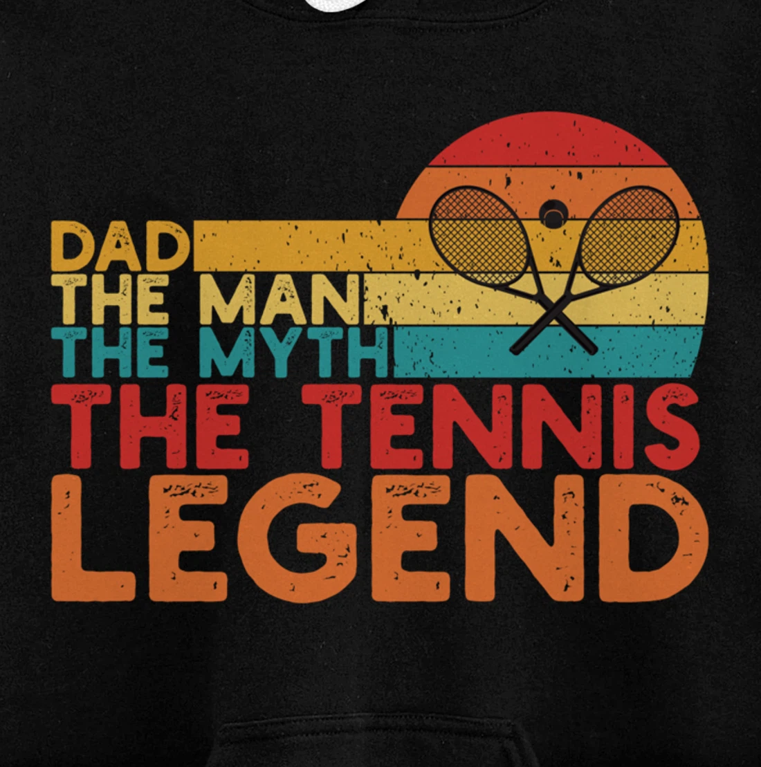 Tennis Player Gifts Retro Sunset Tennis Racquet & Ball Coach Pullover Hoodie