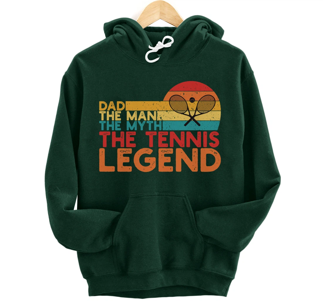 Tennis Player Gifts Retro Sunset Tennis Racquet & Ball Coach Pullover Hoodie