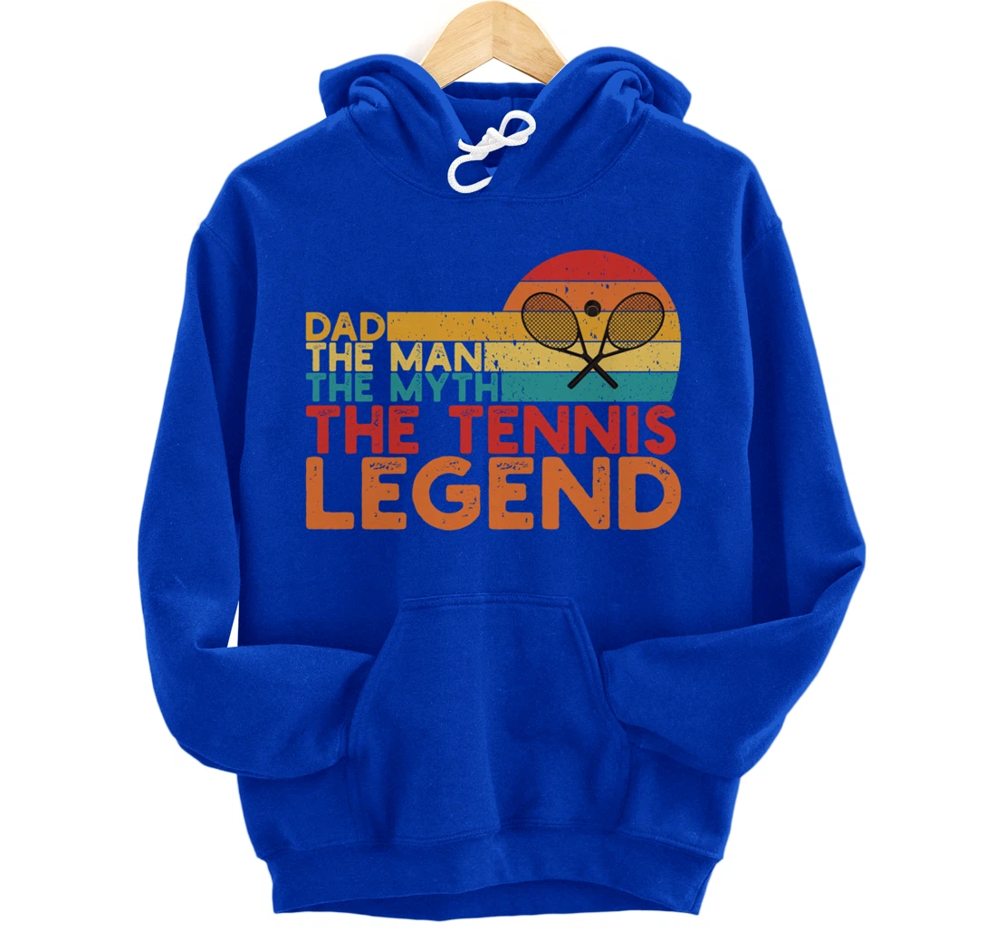 Tennis Player Gifts Retro Sunset Tennis Racquet & Ball Coach Pullover Hoodie