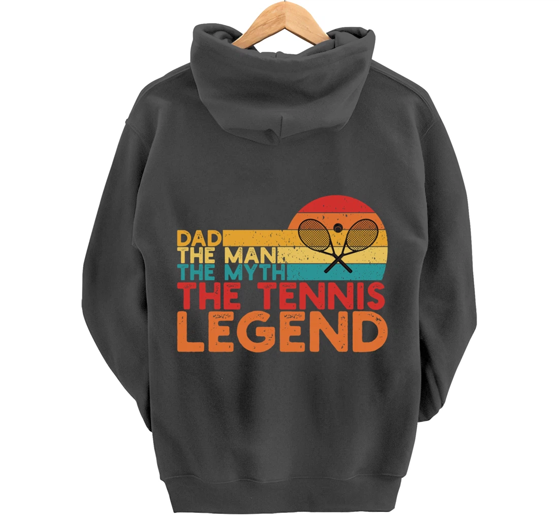 Tennis Player Gifts Retro Sunset Tennis Racquet & Ball Coach Pullover Hoodie