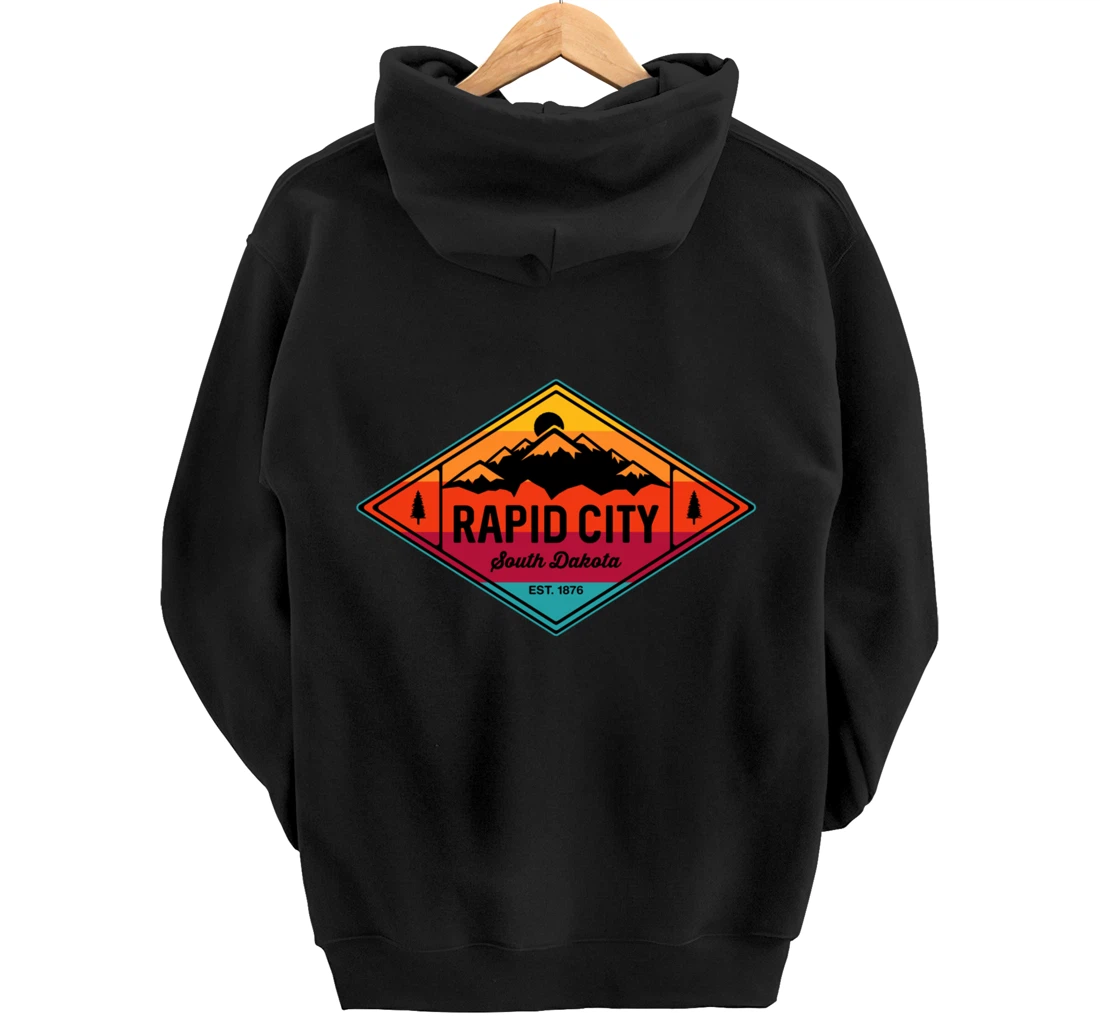 Vintage Rapid City South Dakota Mountain Outdoors Pullover Hoodie