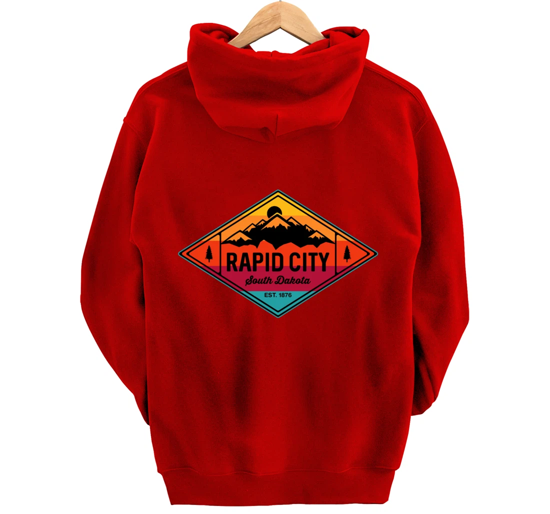 Vintage Rapid City South Dakota Mountain Outdoors Pullover Hoodie