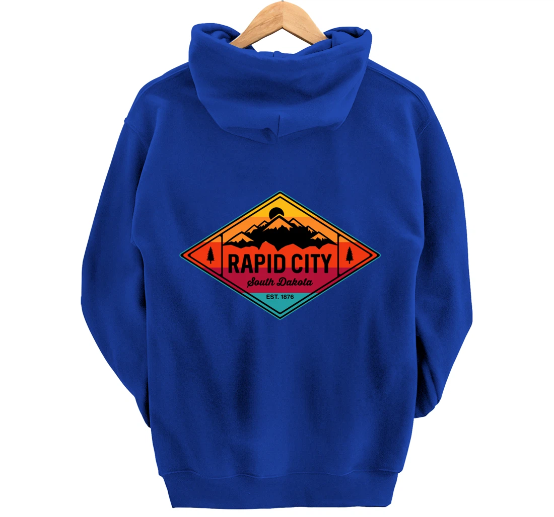 Vintage Rapid City South Dakota Mountain Outdoors Pullover Hoodie