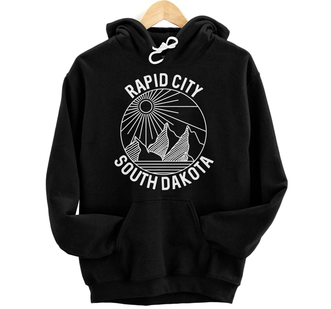 Rapid City South Dakota Mountain Line Art Pullover Hoodie
