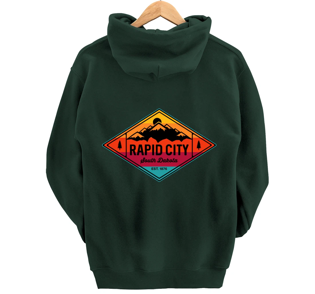 Vintage Rapid City South Dakota Mountain Outdoors Pullover Hoodie