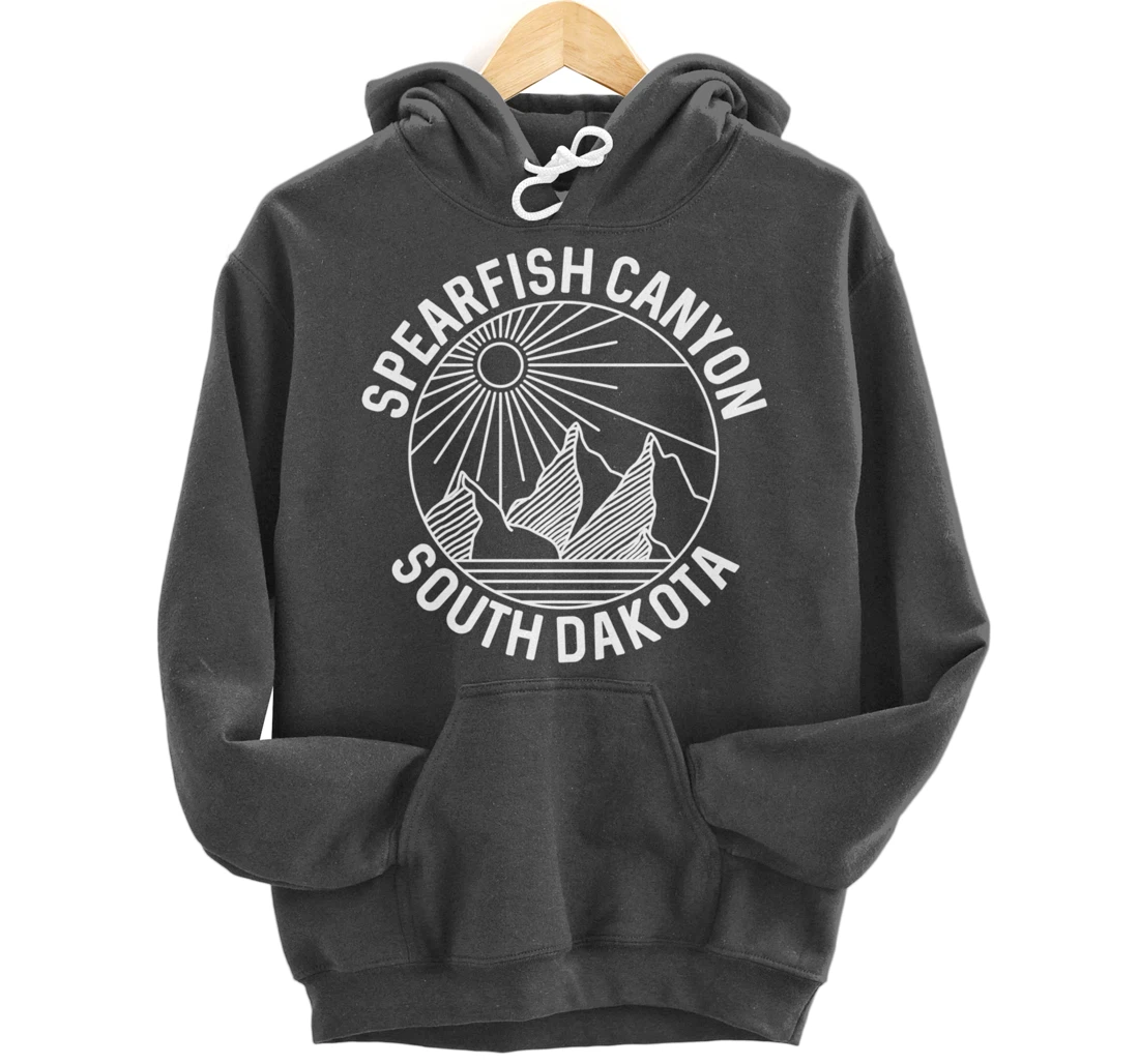 Spearfish Canyon South Dakota Mountain Line Art Pullover Hoodie