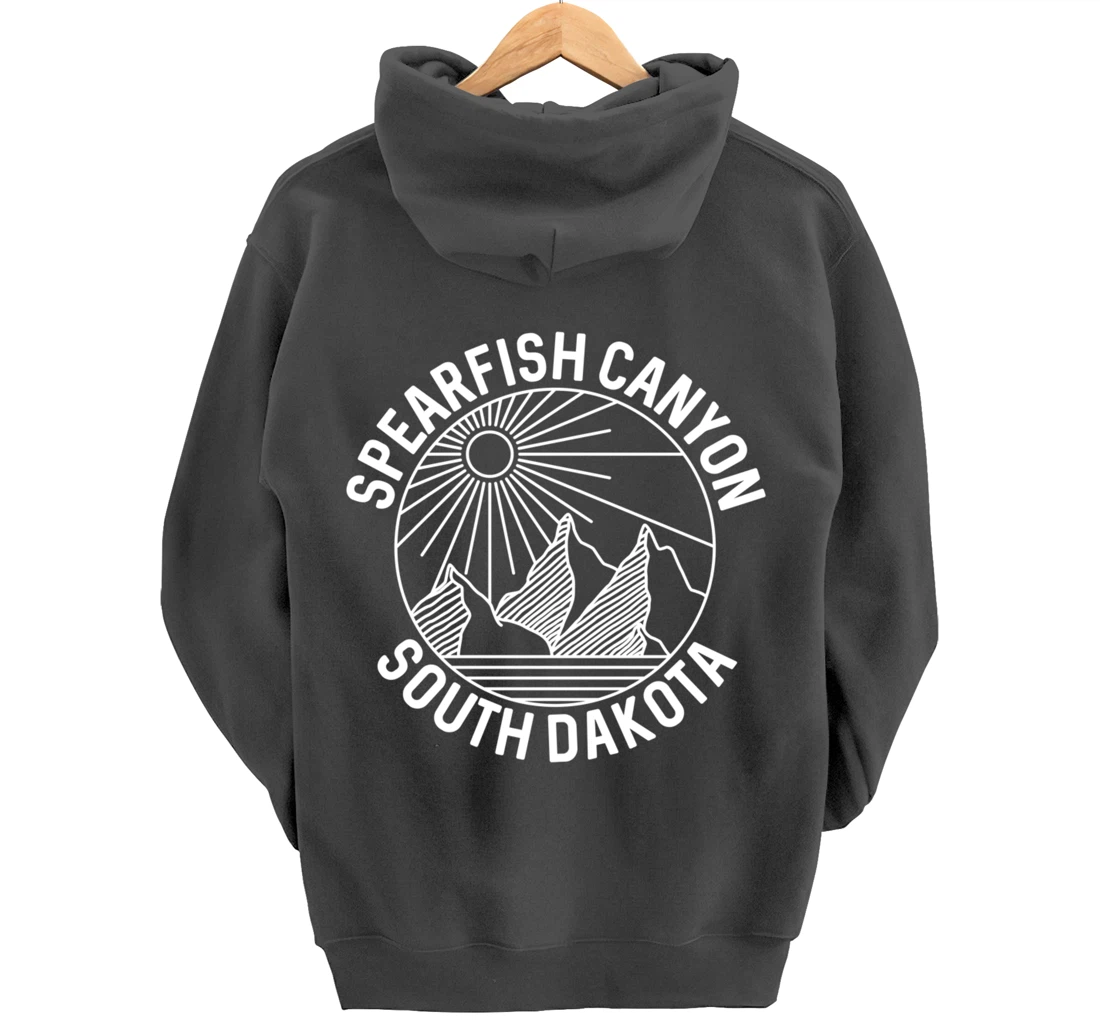 Spearfish Canyon South Dakota Mountain Line Art Pullover Hoodie