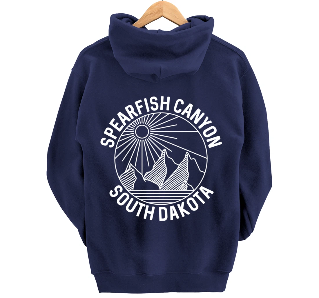 Spearfish Canyon South Dakota Mountain Line Art Pullover Hoodie