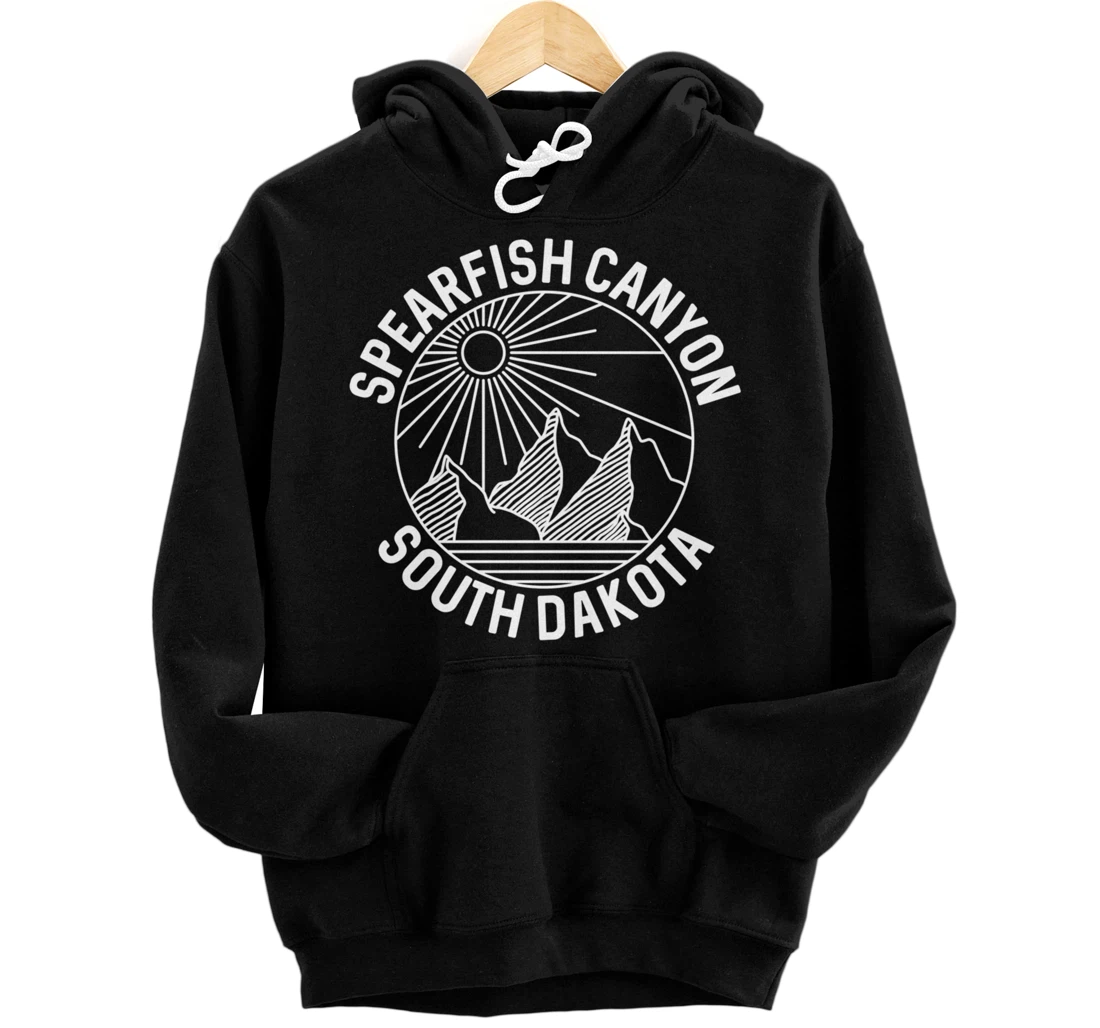 Spearfish Canyon South Dakota Mountain Line Art Pullover Hoodie