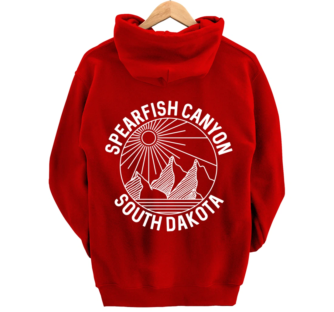 Spearfish Canyon South Dakota Mountain Line Art Pullover Hoodie