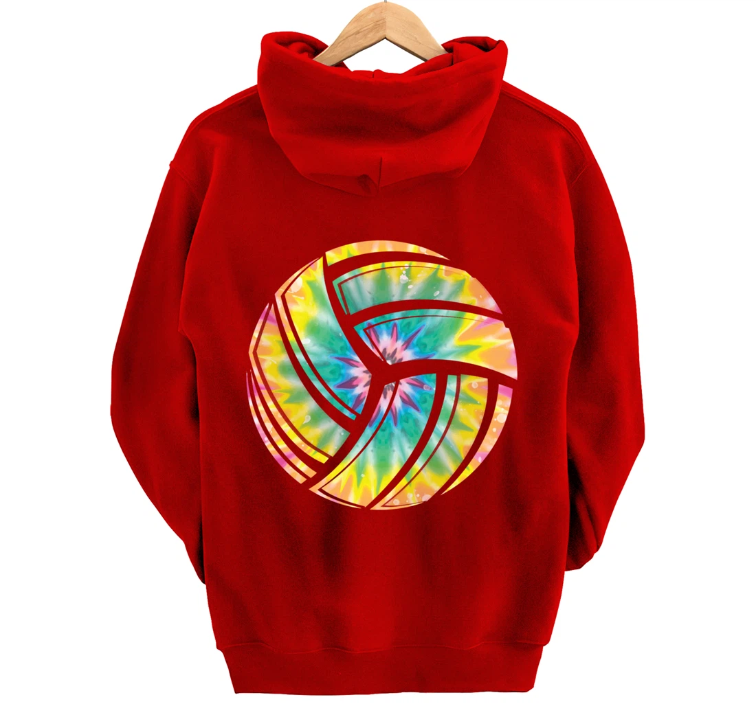 Volleyball stuff attire tie dye gift for a teen girl player Pullover Hoodie