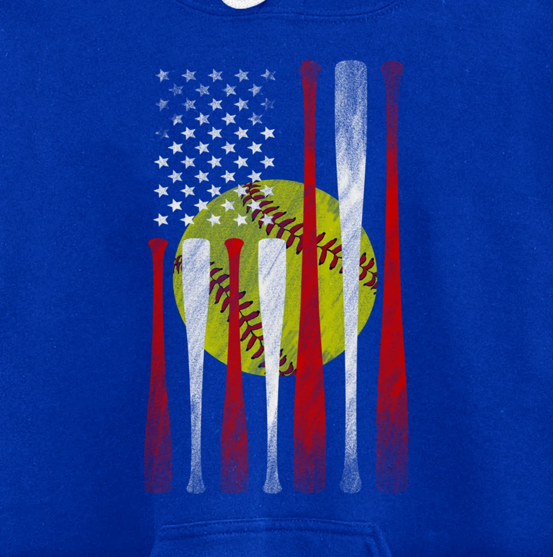Softball Player American Flag Funny Baseballer (on back) Pullover Hoodie