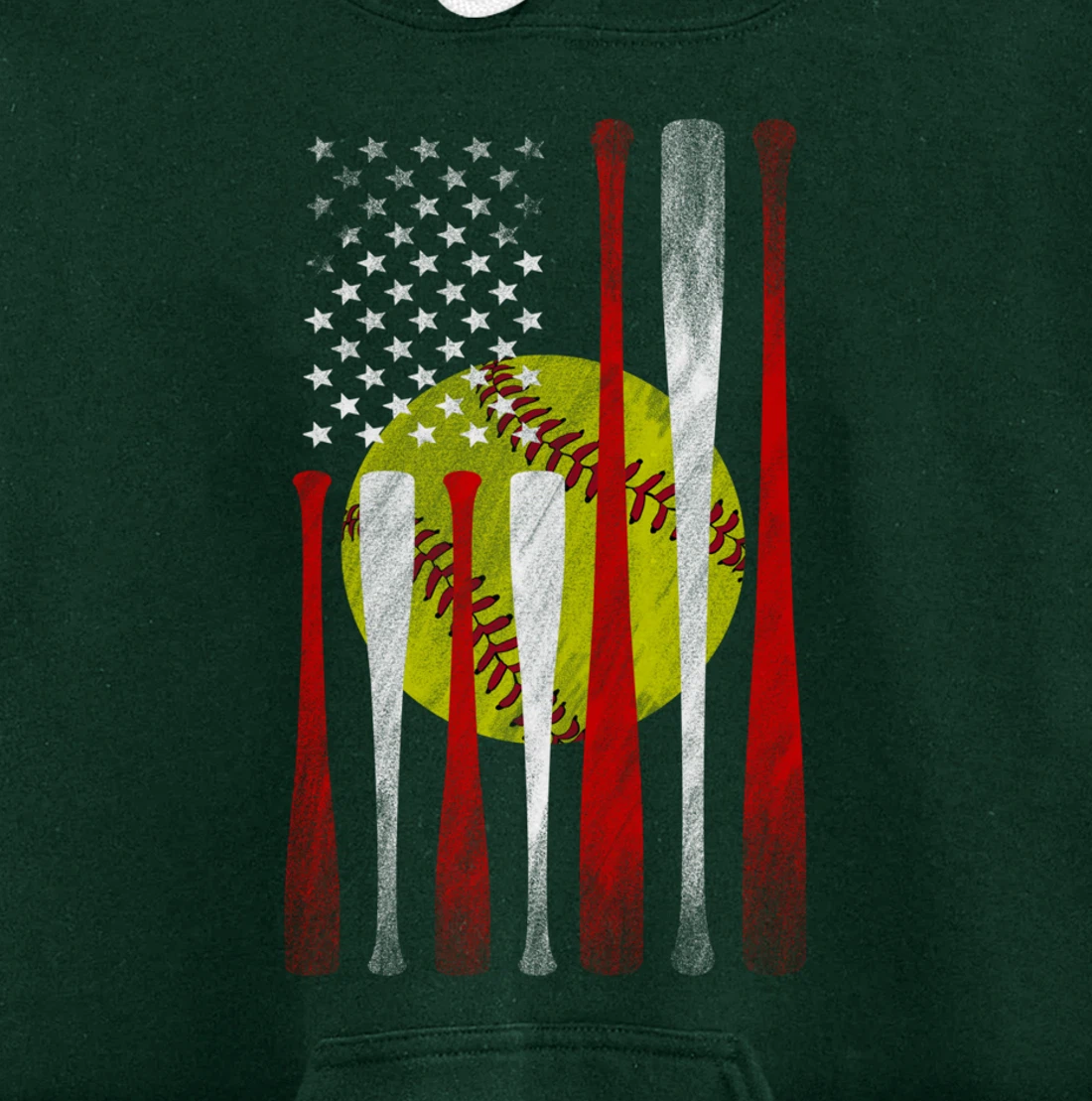 Softball Player American Flag Funny Baseballer (on back) Pullover Hoodie