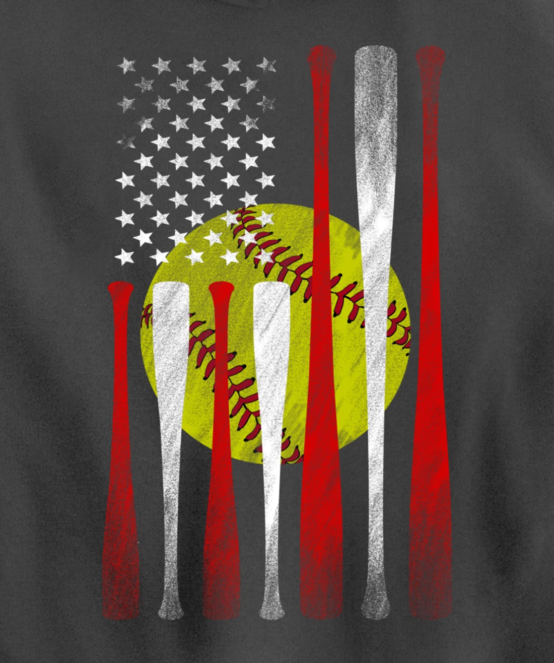 Softball Player American Flag Funny Baseballer (on back) Pullover Hoodie