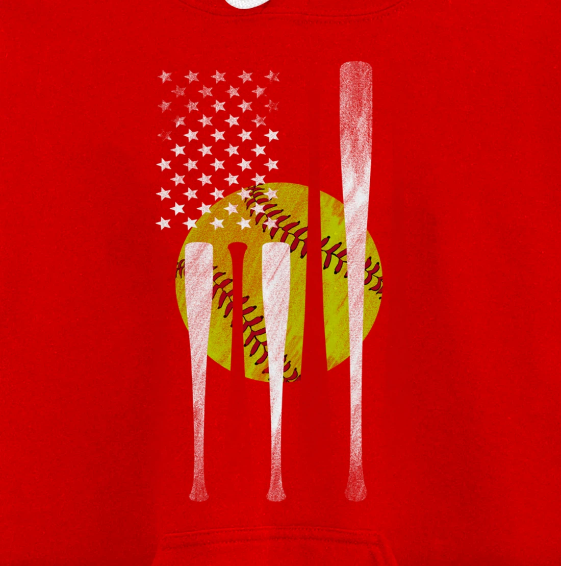 Softball Player American Flag Funny Baseballer (on back) Pullover Hoodie