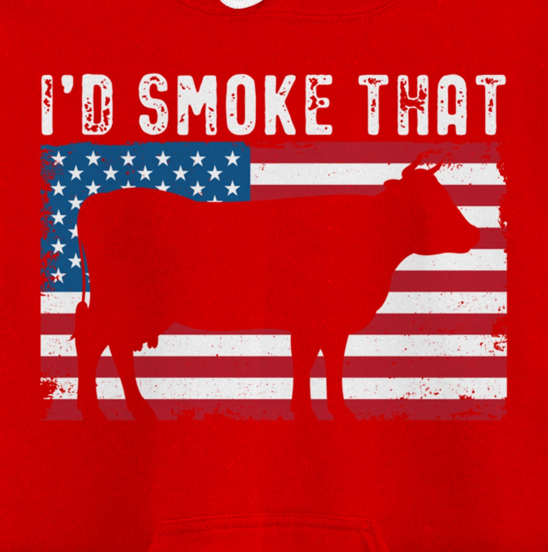 Patriotic Barbecue Cow Graphic American flag Meat Smoking Pullover Hoodie