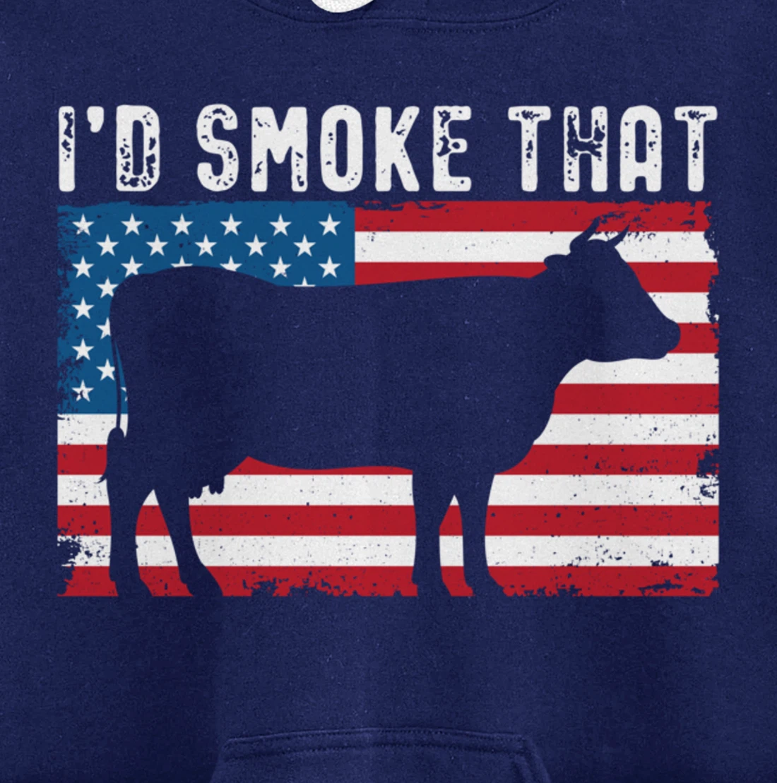 Patriotic Barbecue Cow Graphic American flag Meat Smoking Pullover Hoodie