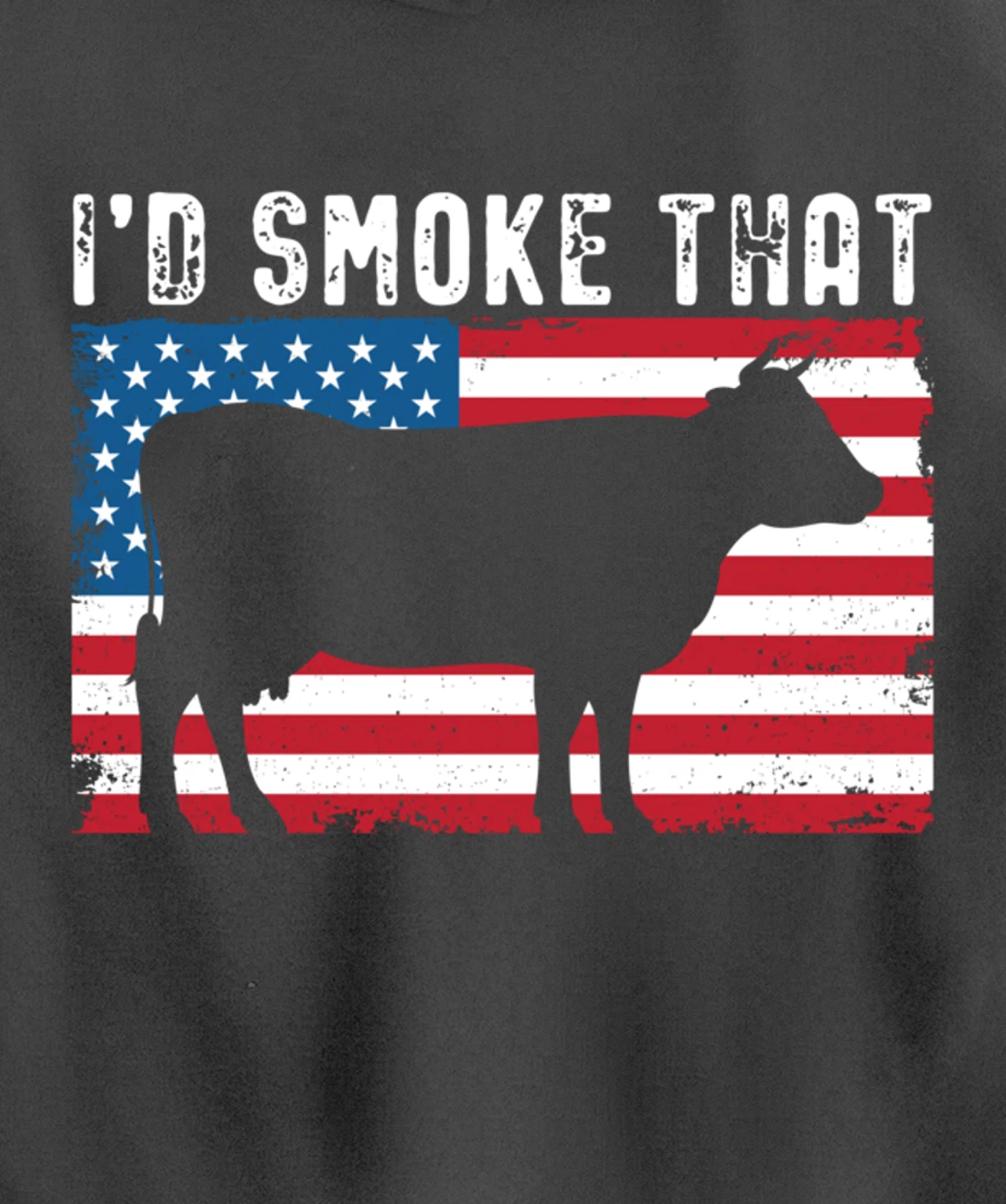 Patriotic Barbecue Cow Graphic American flag Meat Smoking Pullover Hoodie