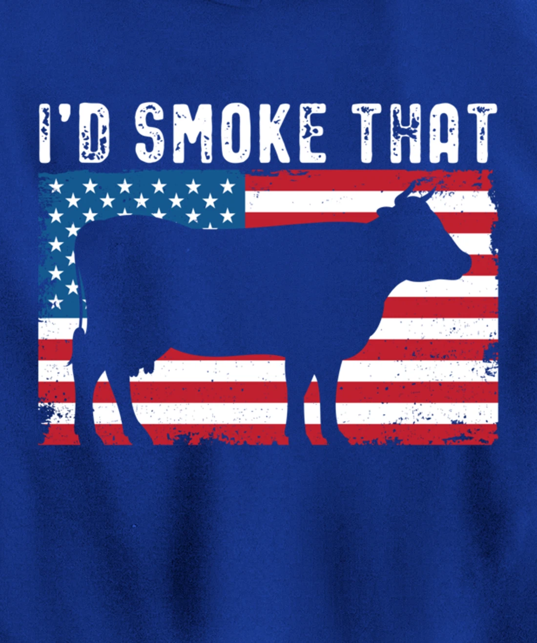 Patriotic Barbecue Cow Graphic American flag Meat Smoking Pullover Hoodie