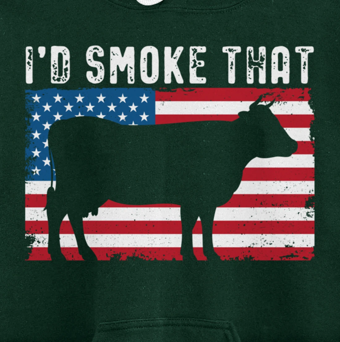 Patriotic Barbecue Cow Graphic American flag Meat Smoking Pullover Hoodie