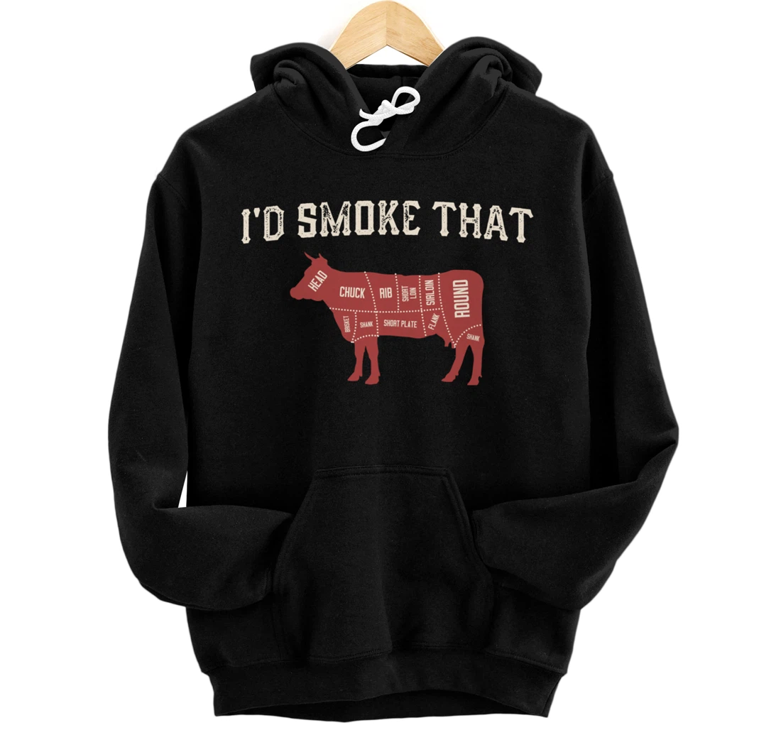 Funny Barbecue Lover Cow Graphic Women Men Meat Smoking BBQ Pullover Hoodie