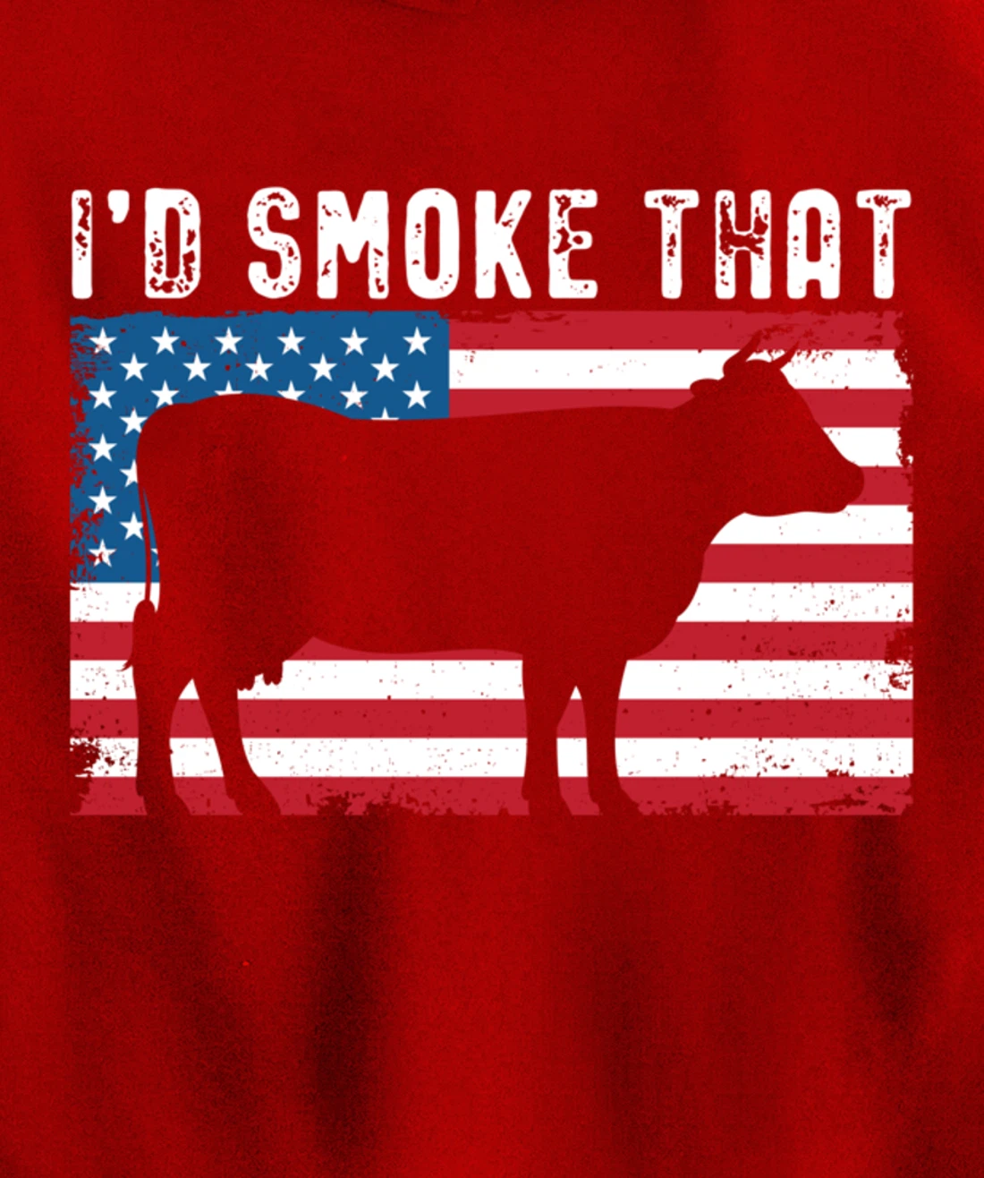 Patriotic Barbecue Cow Graphic American flag Meat Smoking Pullover Hoodie