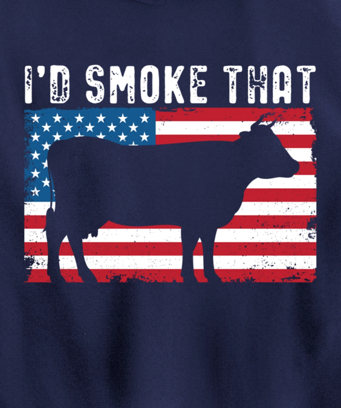 Patriotic Barbecue Cow Graphic American flag Meat Smoking Pullover Hoodie
