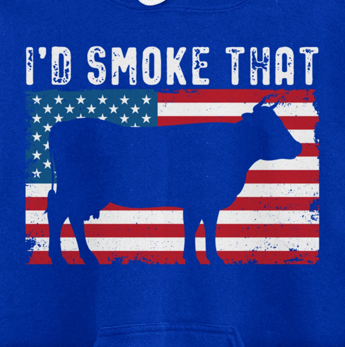 Patriotic Barbecue Cow Graphic American flag Meat Smoking Pullover Hoodie