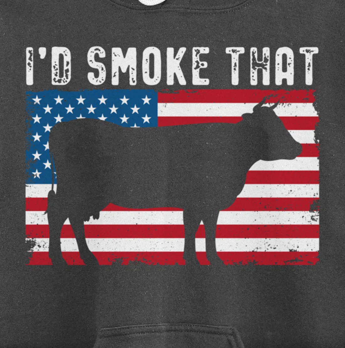 Patriotic Barbecue Cow Graphic American flag Meat Smoking Pullover Hoodie